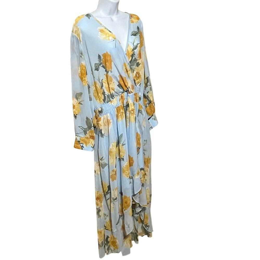 ENFOCUS Floral Boho Maxi Hi Low Dress 20w Peasant Blue Yellow Romantic Flowy EUC - Picture 4 of 9